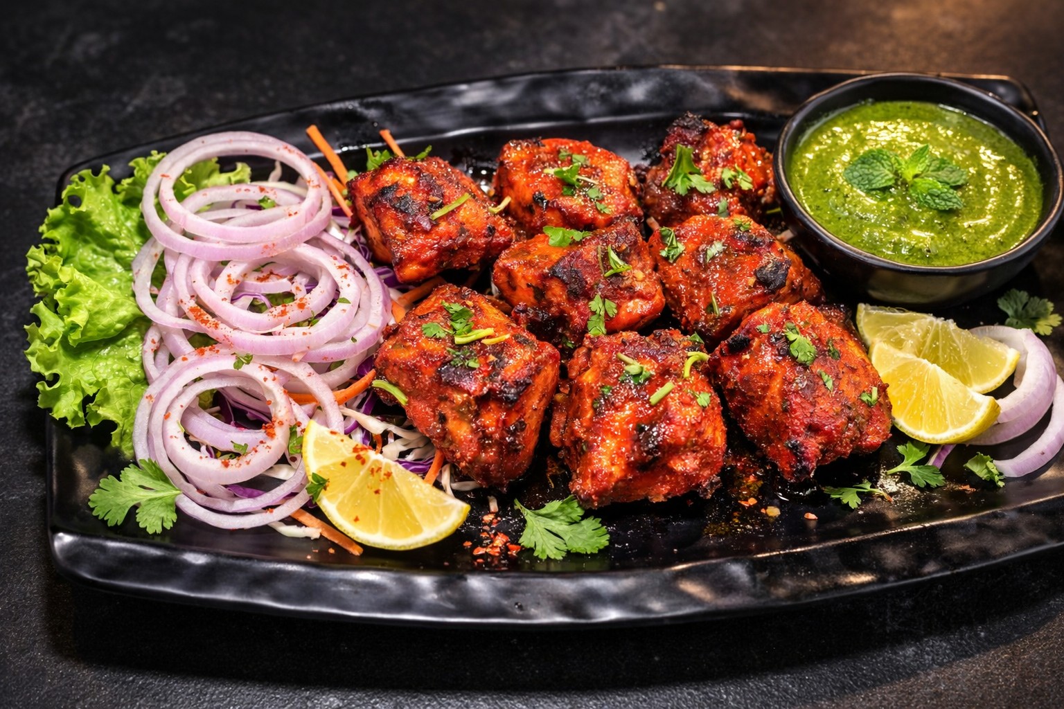 Tandoori Chicken Tikka With Chutney